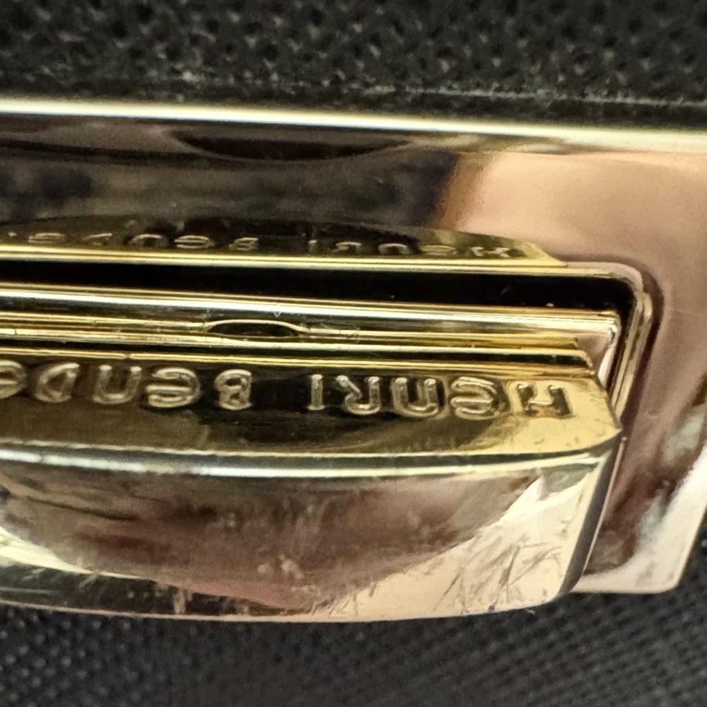 Henri Bendel Black Leather Shoulder Bag with Gold Accents School Bag - Picture 5 of 15